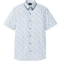 Koszula z krótkim rękawem w kwiaty bonprix biało-ciemnoniebieski w kwiaty. Białe koszule bonprix, m, bez wzorów, bez kołnierzyka, bez ramiączek. Za 69.99 zł.