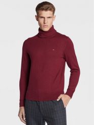 Tommy Hilfiger Golf Pima MW0MW28048 Bordowy Regular Fit. Czerwone golfy Tommy Hilfiger, m, bez wzorów, z bawełny, bez kołnierzyka, bez ramiączek. Za 389.99 zł.