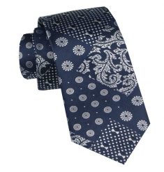 Elegancki i Modny Krawat Jedwabny - Alties - Granat z Mixem Wzorów. Niebieskie krawaty i muchy Alties, bez wzorów, z jedwabiu. Za 115.00 zł.