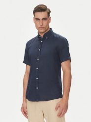BOSS Koszula H-Roan 50539352 Granatowy Slim Fit. Niebieskie koszule Boss, m, bez wzorów, ze lnu, bez kołnierzyka, bez ramiączek. Za 399.99 zł.
