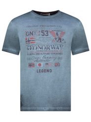 Geographical Norway Koszulka "Jorick" w kolorze niebieskim rozmiar: XL. Niebieskie bezrękawniki Geographical Norway, xl, bez wzorów, z bawełny, bez kołnierzyka, bez ramiączek. Za 101.70 zł.