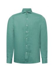 Nils Sundström koszula lniana na co dzień Mężczyźni Slim Fit len zielony, XXL. Zielone koszule Nils Sundström, na lato, m, bez wzorów, ze lnu, bez kołnierzyka, bez ramiączek. Za 229.95 zł.
