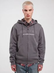 Bluza męska rozpinana z kapturem szara Berkus 905. Szare bluzy BIG STAR, l, z aplikacjami, z dzianiny, z kapturem. W wyprzedaży za 249.99 zł.