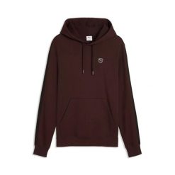 Kurtka z kapturem z haftowanym odznaką Puma. Brązowe kurtki Puma, xl, z aplikacjami, z dżerseju, z kapturem. Za 265.50 zł.