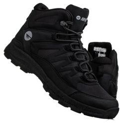 Buty męskie trekkingowe HI-TEC SELVEN MID. Czarne buty turystyczne Hi-tec, bez wzorów, z materiału, przed kolano, bez zapięcia, trekkingowe. Za 244.09 zł.