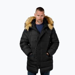 Kurtka zimowa męska Pitbull Kingston 2 Parka. Czarne kurtki PITBULL, na zimę, m, bez wzorów, z materiału, bez kaptura. Za 369.99 zł.