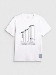 4F T-shirt regular z nadrukiem męski - biały S. Białe t-shirty 4F, m, bez wzorów, z bawełny, bez kołnierzyka, bez ramiączek. Za 69.99 zł.