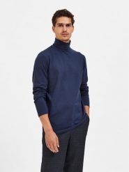 Selected Homme Golf Rory 16081962 Granatowy Regular Fit. Niebieskie golfy Selected Homme, m, bez wzorów, z bawełny, bez kołnierzyka, bez ramiączek. Za 109.99 zł.