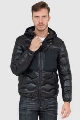 BLAUER Czarna puchowa kurtka męska z kapturem. Czarne kurtki Blauer USA, m, bez wzorów, z puchu, z kapturem. W wyprzedaży za 1,059.99 zł.