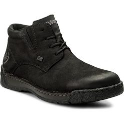 Trzewiki RIEKER - B0331-00 Black. Czarne botki sznurowane Rieker, bez wzorów, z materiału, bez obcasa, bez zapięcia. W wyprzedaży za 239.00 zł.