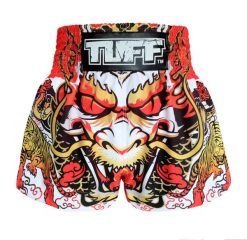 Spodenki treningowe TUFF White Dragon. Białe krótkie spodenki sportowe TUFF, l, bez wzorów, z materiału. Za 149.00 zł.