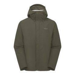 Kurtka przeciwdeszczowa męska Rab Downpour Jacket z kapturem. Zielone kurtki RAB, m, bez wzorów, z kapturem. Za 629.99 zł.
