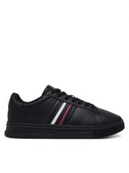 Tommy Hilfiger Sneakersy Modern Cupsole Stripes Lth FM0FM05406 Czarny. Czarne buty sportowe casual Tommy Hilfiger, bez wzorów, ze skóry, bez zapięcia. Za 279.99 zł.