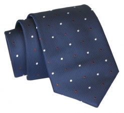 Krawat - ALTIES - Granat, Drobne Groszki. Niebieskie krawaty i muchy Alties, bez wzorów, z tkaniny. Za 49.00 zł.