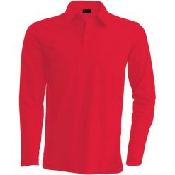 Koszulka polo z długim rękawem Kariban. Czerwone koszulki polo KARIBAN, m, bez wzorów, bez kołnierzyka, bez ramiączek. Za 151.50 zł.