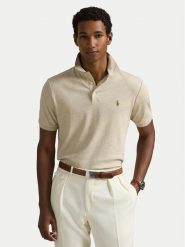 Polo Ralph Lauren Polo 710704319080 Beżowy Slim Fit. Brązowe koszulki polo Polo Ralph Lauren, m, bez wzorów, z bawełny, bez kołnierzyka, bez ramiączek. Za 479.99 zł.