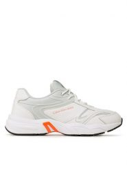 Calvin Klein Jeans Sneakersy Retro Tennis High/Low Frequency YM0YM00637 Biały. Białe buty sportowe casual Calvin Klein Jeans, bez wzorów, z jeansu, bez zapięcia. Za 689.99 zł.