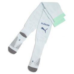 Męskie skarpety piłkarskie w paski reprezentacji Szwajcarii 2026 PUMA. Niebieskie skarpety Puma, bez wzorów. Za 99.00 zł.