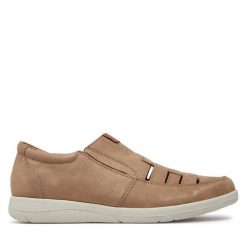 Półbuty Caprice. Brązowe eleganckie półbuty Caprice, bez wzorów, bez obcasa, bez zapięcia. Za 249.99 zł.