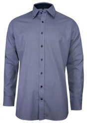Granatowa Elegancka Koszula Męska z Długim Rękawem, 100% Bawełna -RANIR- Taliowana, w Drobną Kratkę. Niebieskie koszule Ranir, m, bez wzorów, z bawełny, bez kołnierzyka, bez ramiączek. Za 169.00 zł.