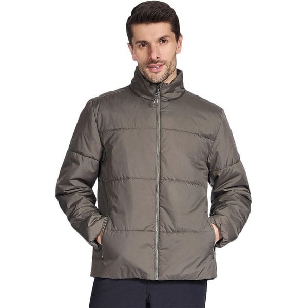 Kurtka męskie Skechers GO SHIELD Cozy Fit Traverse Down Jacket. Szare kurtki Skechers, m, bez wzorów, z poliesteru, bez kaptura. Za 490.00 zł.