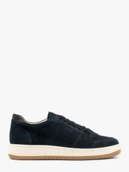 Granatowe sneakersy męskie KERRY. Niebieskie buty sportowe casual Ryłko, bez wzorów, ze skóry, bez zapięcia. Za 479.99 zł.