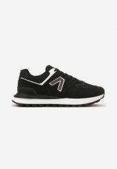 Czarne Sznurowane Buty Sportowe Sneakersy na Płaskiej Podeszwie z Ozdobną Naszywką Tiresi. Czarne buty sportowe casual Born2be, z aplikacjami, z jeansu, bez zapięcia. W wyprzedaży za 103.99 zł.