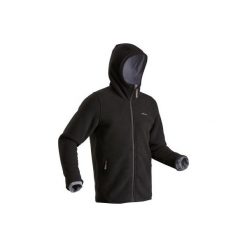 Polar turystyczny SH100 ultra-warm męski czarny. Czarne bluzy z polaru QUECHUA, na zimę, m, bez wzorów, z elastanu, bez kaptura. Za 129.99 zł.