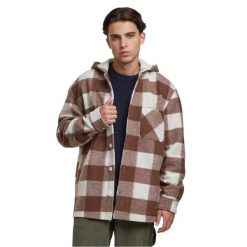 Kurtka Z Kapturem Męska W Kratkę. Brązowe kurtki Urban Classics, m, bez wzorów, z kapturem. Za 294.99 zł.