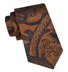 Modny Męski Krawat - Alties - Brązowy z Dużym Orientalnym Wzorem. Brązowe krawaty i muchy Alties, bez wzorów, z tkaniny. Za 49.00 zł.
