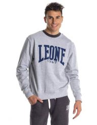 Męska bluza basic z dużym logo i okrągłym dekoltem. Zielone bluzy z kapturem LEONE 1947 APPAREL, l, bez wzorów, z bawełny, z kapturem. Za 105.21 zł.