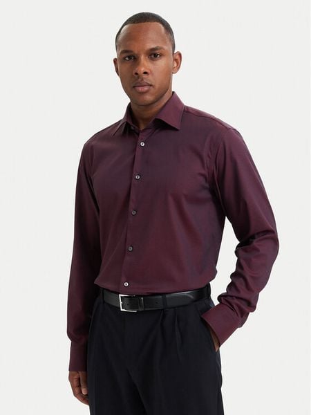 BOSS Koszula H-Joe 50560583 Bordowy Regular Fit. Czerwone koszule Boss, m, bez wzorów, z bawełny, bez kołnierzyka, bez ramiączek. Za 449.99 zł.