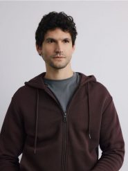 Rozpinana bluza z kapturem - ciemnobrązowy. Brązowe bluzy z kapturem Reserved, l, bez wzorów, z bawełny, z kapturem. Za 139.99 zł.