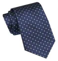 Modny Krawat Męski - Alties - Granatowy w Drobny Wzór. Niebieskie krawaty i muchy Alties, bez wzorów, z tkaniny. Za 49.00 zł.
