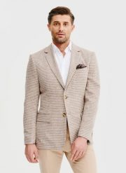 Brązowa marynarka w pepitkę. Brązowe garnitury Pako Lorente, na co dzień, m, bez wzorów, z elastanu. Za 399.99 zł.