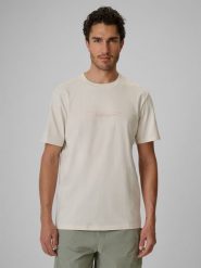 4F T-shirt regular z nadrukiem męski - beżowy XXL. Brązowe t-shirty 4F, m, bez wzorów, z bawełny, bez kołnierzyka, bez ramiączek. W wyprzedaży za 39.99 zł.