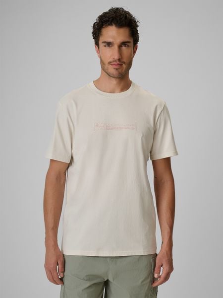 4F T-shirt regular z nadrukiem męski - beżowy XXL. Brązowe t-shirty 4F, m, bez wzorów, z bawełny, bez kołnierzyka, bez ramiączek. W wyprzedaży za 39.99 zł.