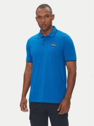 Aeronautica Militare Polo 251PO1308P82 Niebieski Regular Fit. Niebieskie koszulki polo Aeronautica Militare, m, bez wzorów, z bawełny, bez kołnierzyka, bez ramiączek. Za 359.99 zł.