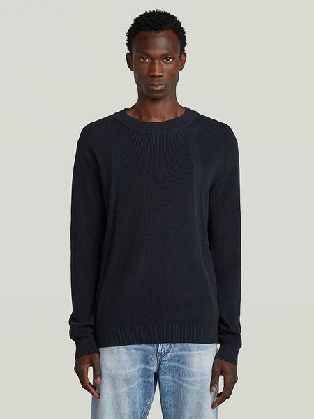 G-Star Sweter w kolorze granatowym rozmiar: L. Niebieskie swetry nierozpinane G-Star, l, bez wzorów, z bawełny, bez kołnierzyka, bez ramiączek. Za 196.70 zł.