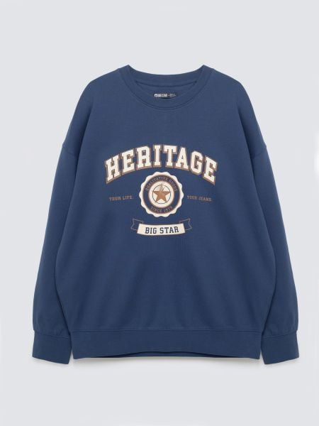 Bluza męska z nadrukiem niebieska Leonar 402. Niebieskie bluzy BIG STAR, l, bez wzorów, z dzianiny, bez kaptura. Za 199.99 zł.