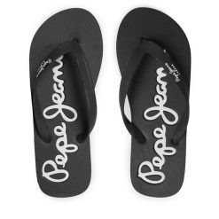 Japonki Pepe Jeans. Czarne japonki Pepe Jeans, bez wzorów, z jeansu. Za 79.99 zł.