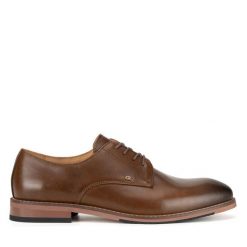 Półbuty Gino Rossi. Brązowe eleganckie półbuty Gino Rossi, bez wzorów, bez obcasa, bez zapięcia. Za 359.99 zł.