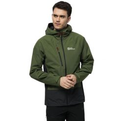 Męska Kurtka Eagle Peak. Zielone kurtki Jack Wolfskin, l, bez wzorów, z materiału, z kapturem. Za 728.99 zł.