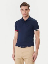 Tommy Hilfiger Polo MW0MW42743 Granatowy Slim Fit. Niebieskie koszulki polo Tommy Hilfiger, m, bez wzorów, z bawełny, bez kołnierzyka, bez ramiączek. Za 449.99 zł.