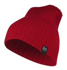 Czapka Czerwona Jesienno-Zimowa, Beanie, Krasnal, Rozciągliwa, w Prążki. Czerwone czapki zimowe Jarek, bez wzorów, ze splotem. Za 35.00 zł.