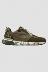 AERONAUTICA MILITARE Zielone męskie sneakersy F-35A. Zielone buty sportowe casual Aeronautica Militare, bez wzorów, z tkaniny, bez zapięcia. W wyprzedaży za 389.99 zł.