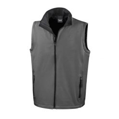 Kurtka bez rękawów z nadrukiem Result Softshell. Szare kurtki RESULT, s, bez wzorów, z materiału, bez kaptura. Za 103.20 zł.