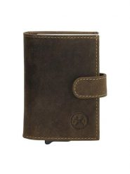 HIDE & STITCHES Skórzany portfel w kolorze khaki - 8 x 10 x 2 cm rozmiar: onesize. Brązowe portfele HIDE & STITCHES, bez wzorów, z materiału. Za 113.99 zł.