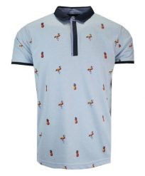 Koszulka POLO, Niebieska w Ananasy, Pelikany, Krótki Rękaw, Męska. Niebieskie bluzki z długim rękawem New Antracid, l, bez wzorów, z bawełny, bez kołnierzyka, bez ramiączek. Za 135.00 zł.