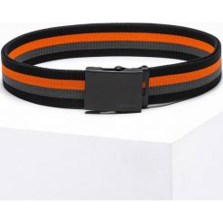 Pasek męski parciany - czarny V1 A650 - uniwersalny. Czarne paski Ombre Clothing, bez wzorów. W wyprzedaży za 19.99 zł.